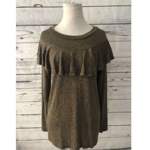 Cherish Long Sleeve Blouse Sz M Ruffle Shoulder